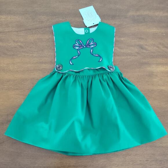 The Beaufort Bonnet Girls Brady Button-In Dress-Kiawah Kelly Green - Picture 3 of 6